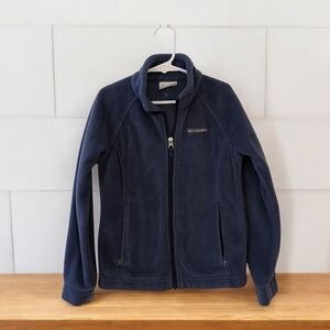 Columbia Girls Navy Blue Gray Fleece Jacket Size S 6-7 Years Old
